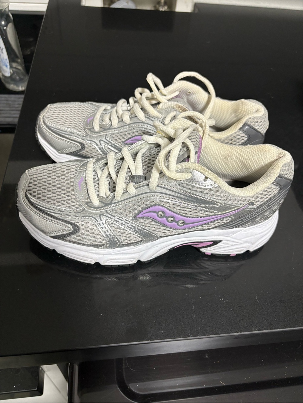 Saucony Women's Silver Gray Running Sneakers with Lavender Accents